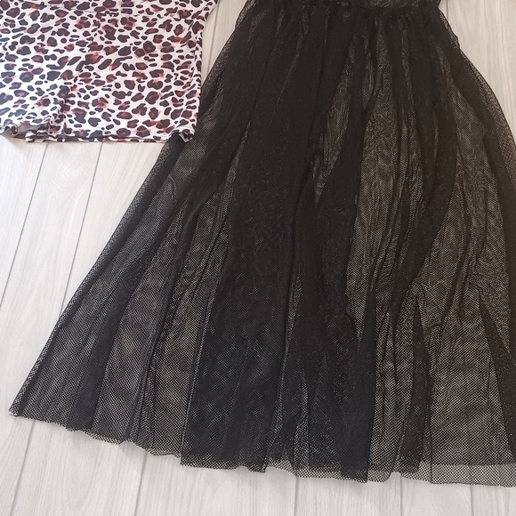 Sexy See-Through Mesh Dress Spaghetti Strap Leaf Print Romper Set - Picture 15 of 15